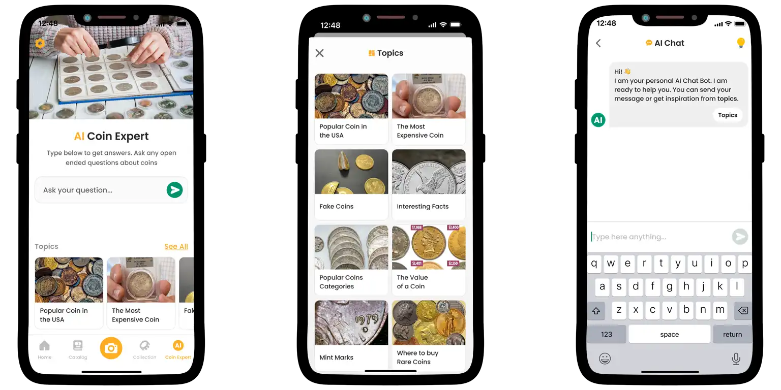 Screen from the Coin ID Scanner app.